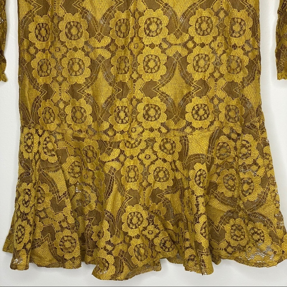 Free People 90s Walking to the Sun Dandelion Lace Dress Yellow/Mustard Sz 4 NWT - Picture 6 of 6